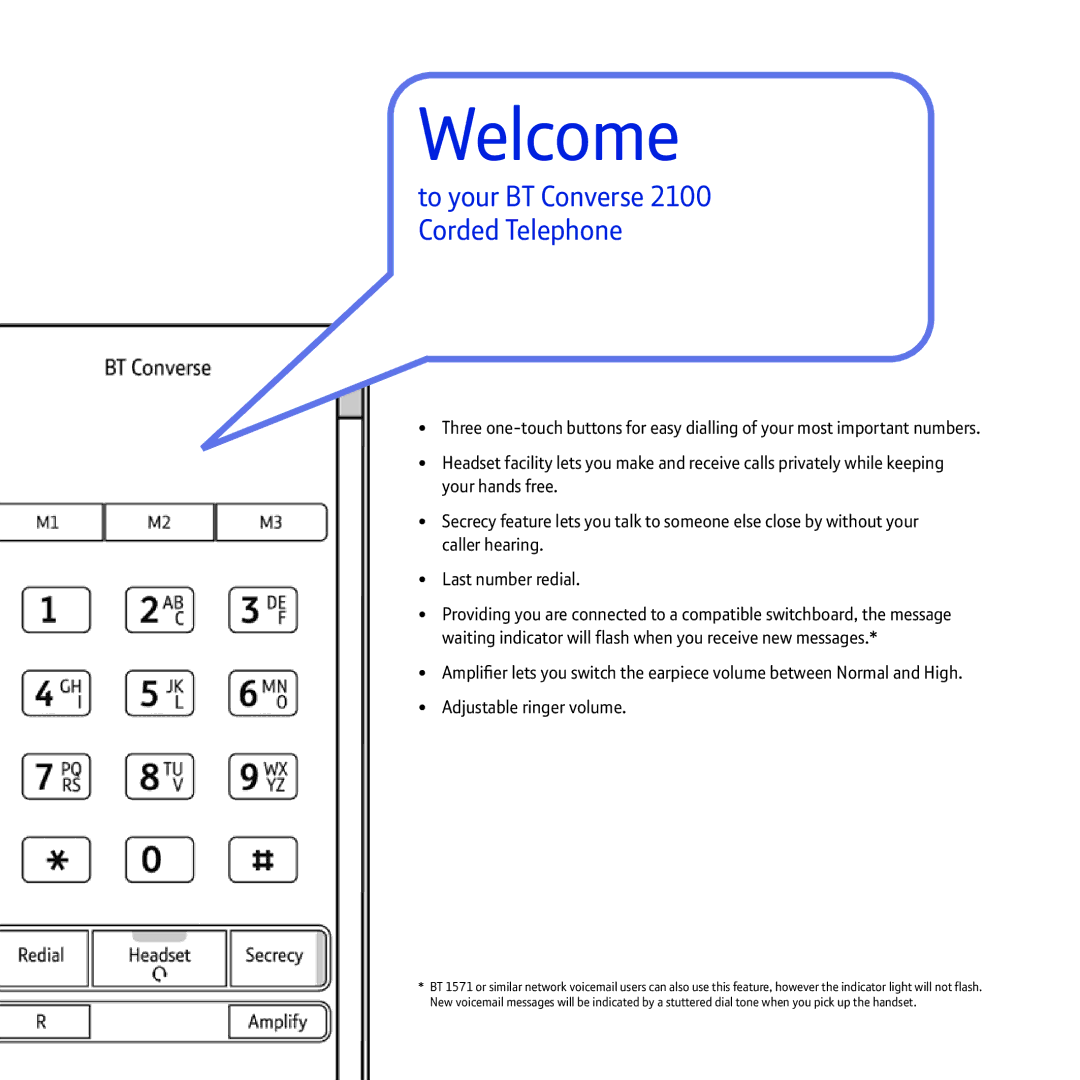 BT 2100 manual Welcome 