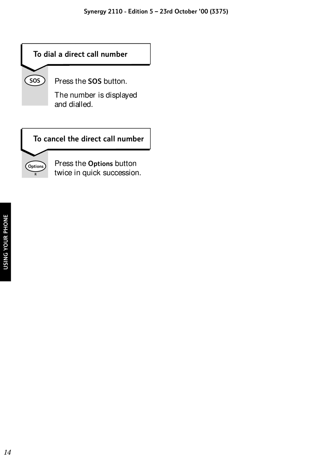 BT 2110 manual To dial a direct call number, To cancel the direct call number 