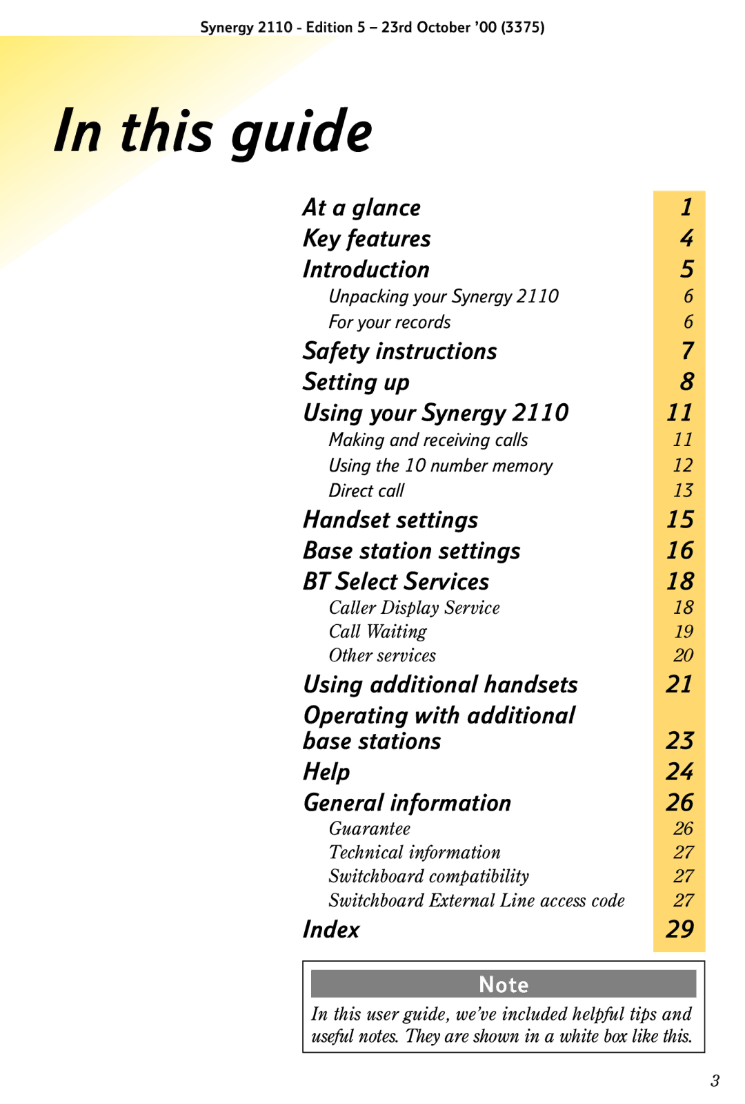 BT 2110 manual This guide, Index 