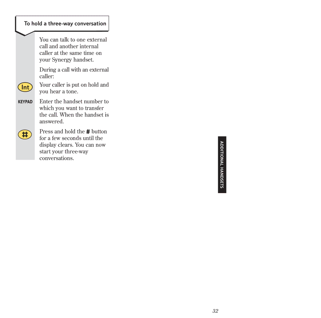 BT 2120 manual Int, To hold a three-way conversation 