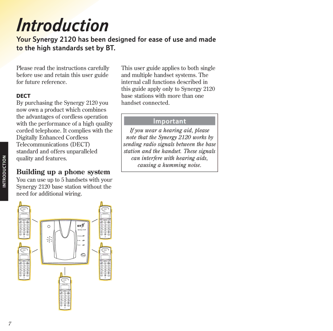 BT 2120 manual Introduction, Building up a phone system 