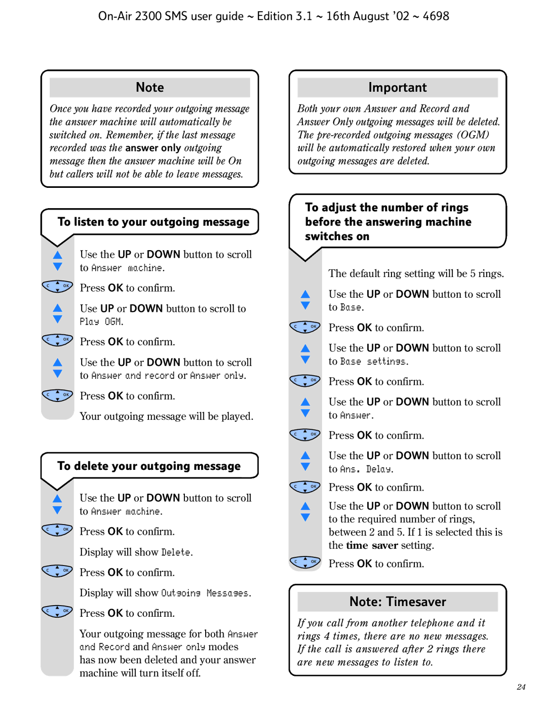 BT 2300 SMS manual To delete your outgoing message 