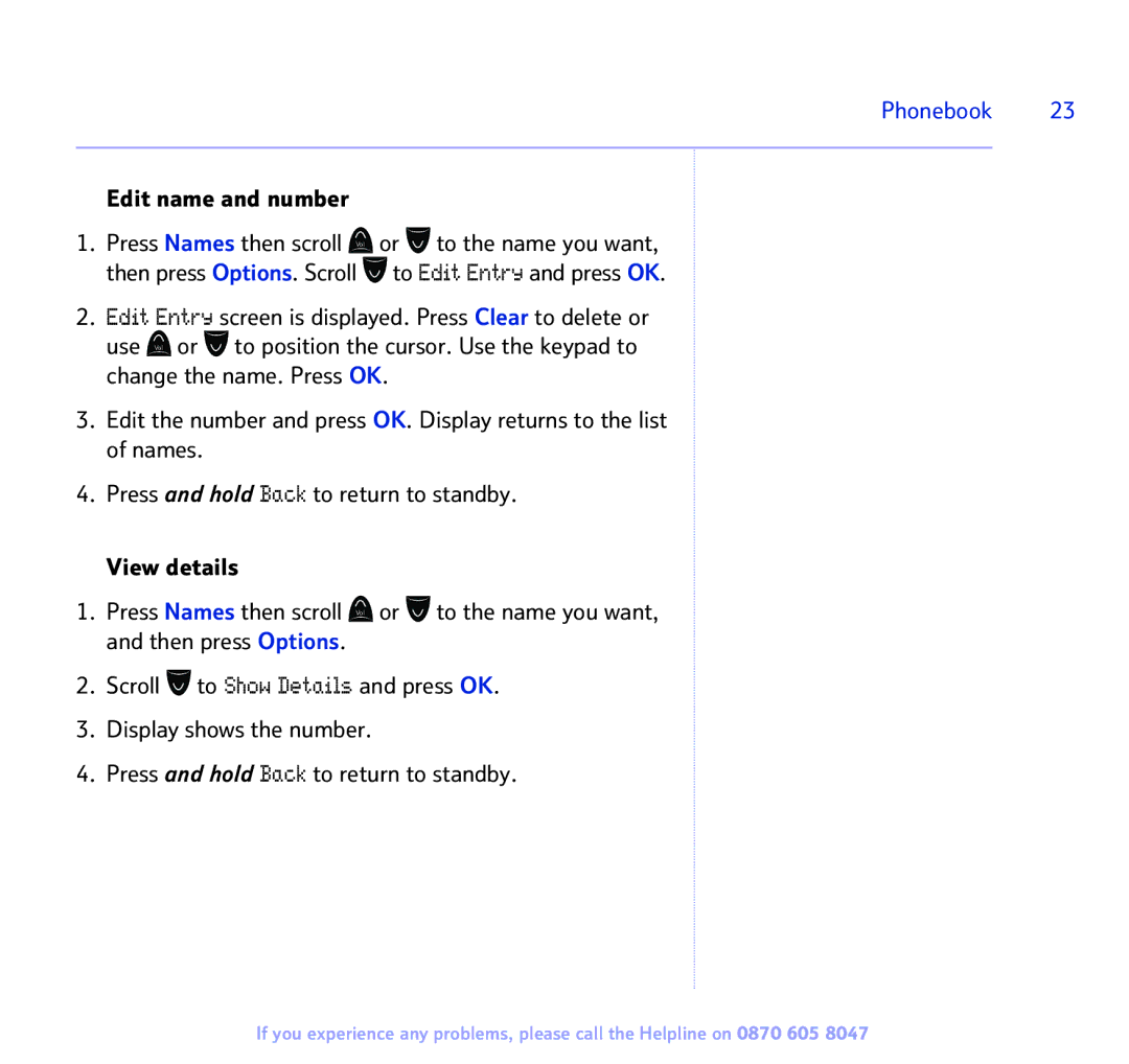 BT 2300 manual Phonebook, Edit name and number 
