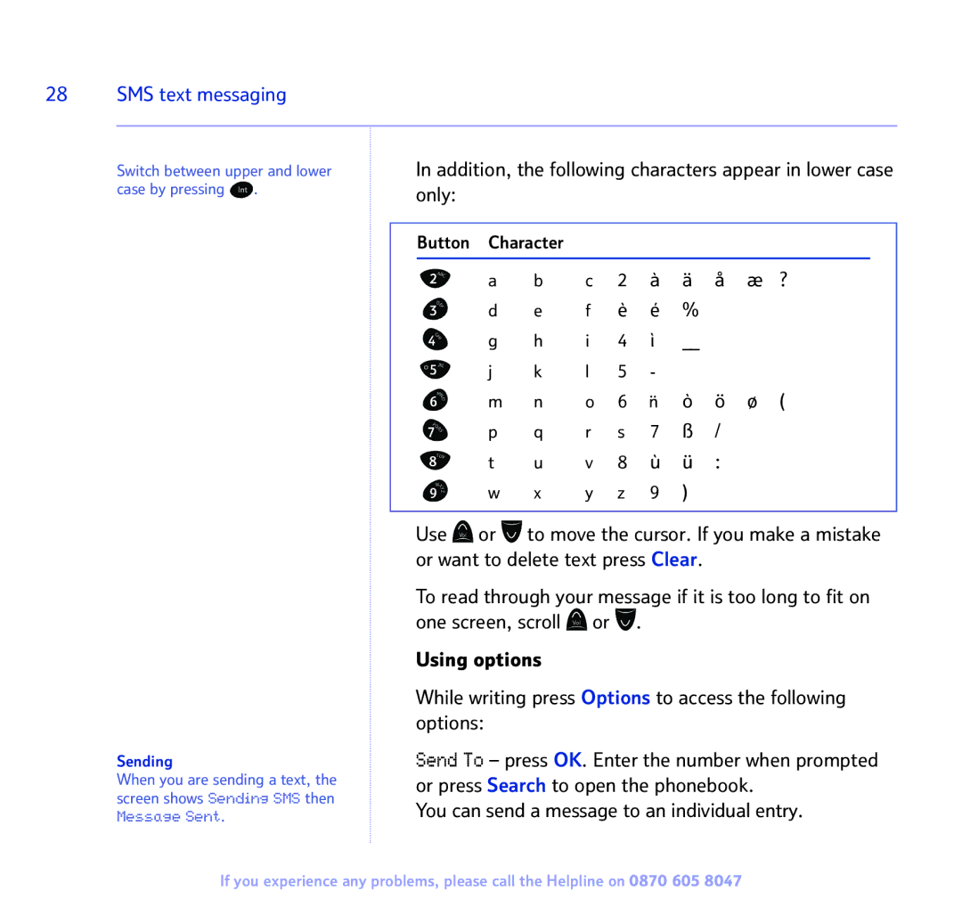 BT 2300 manual Using options, You can send a message to an individual entry 