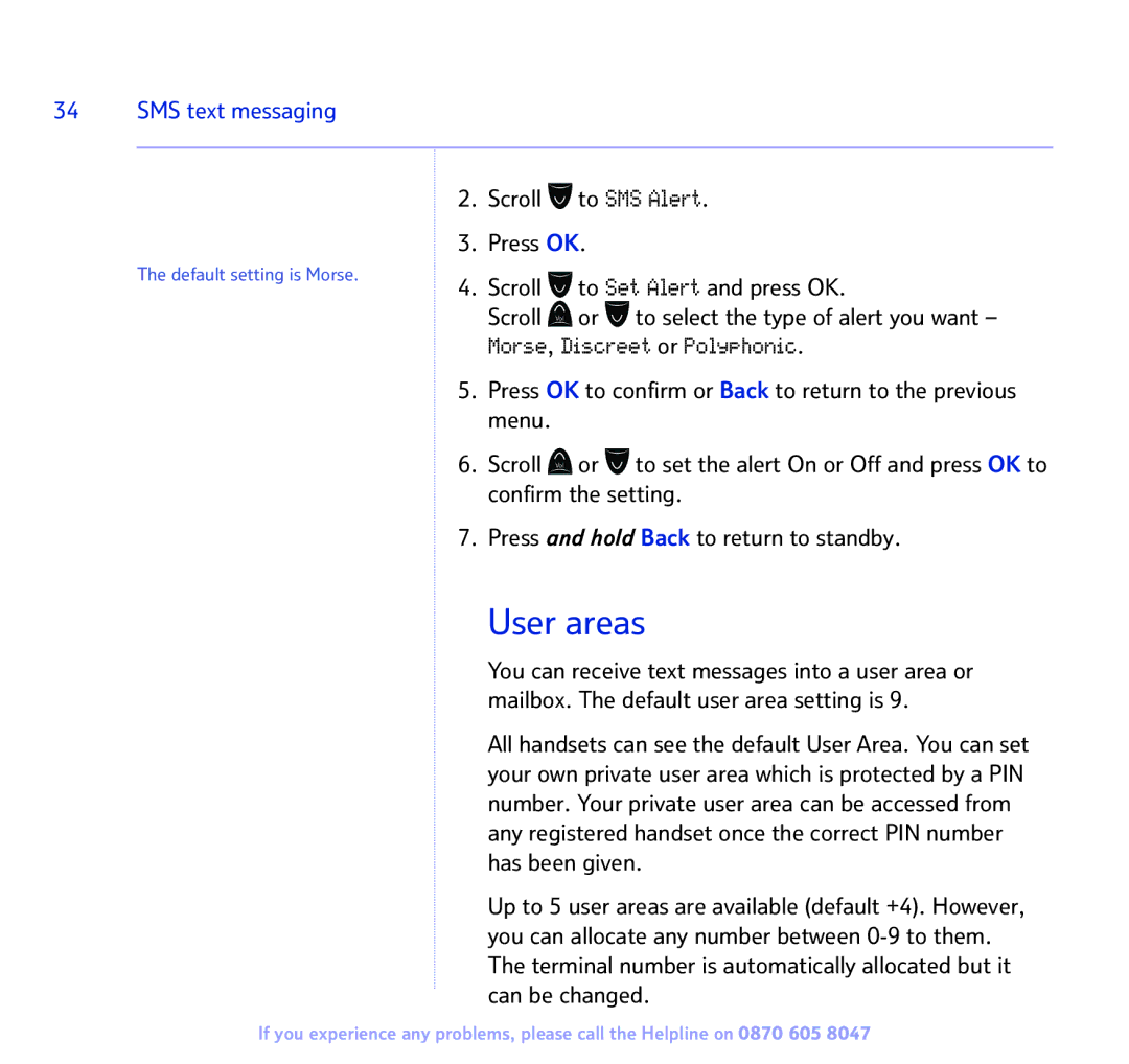 BT 2300 manual User areas 