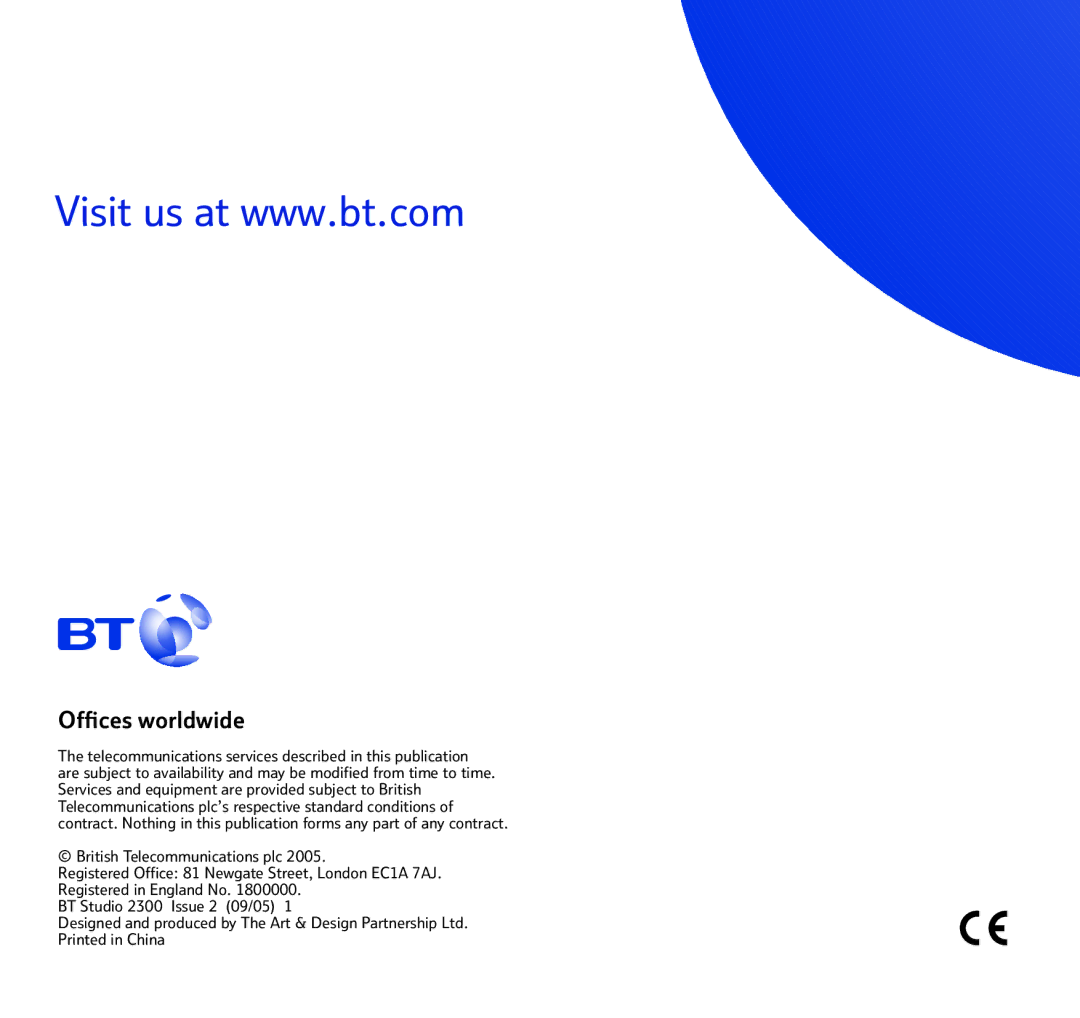 BT 2300 manual Ofﬁces worldwide 