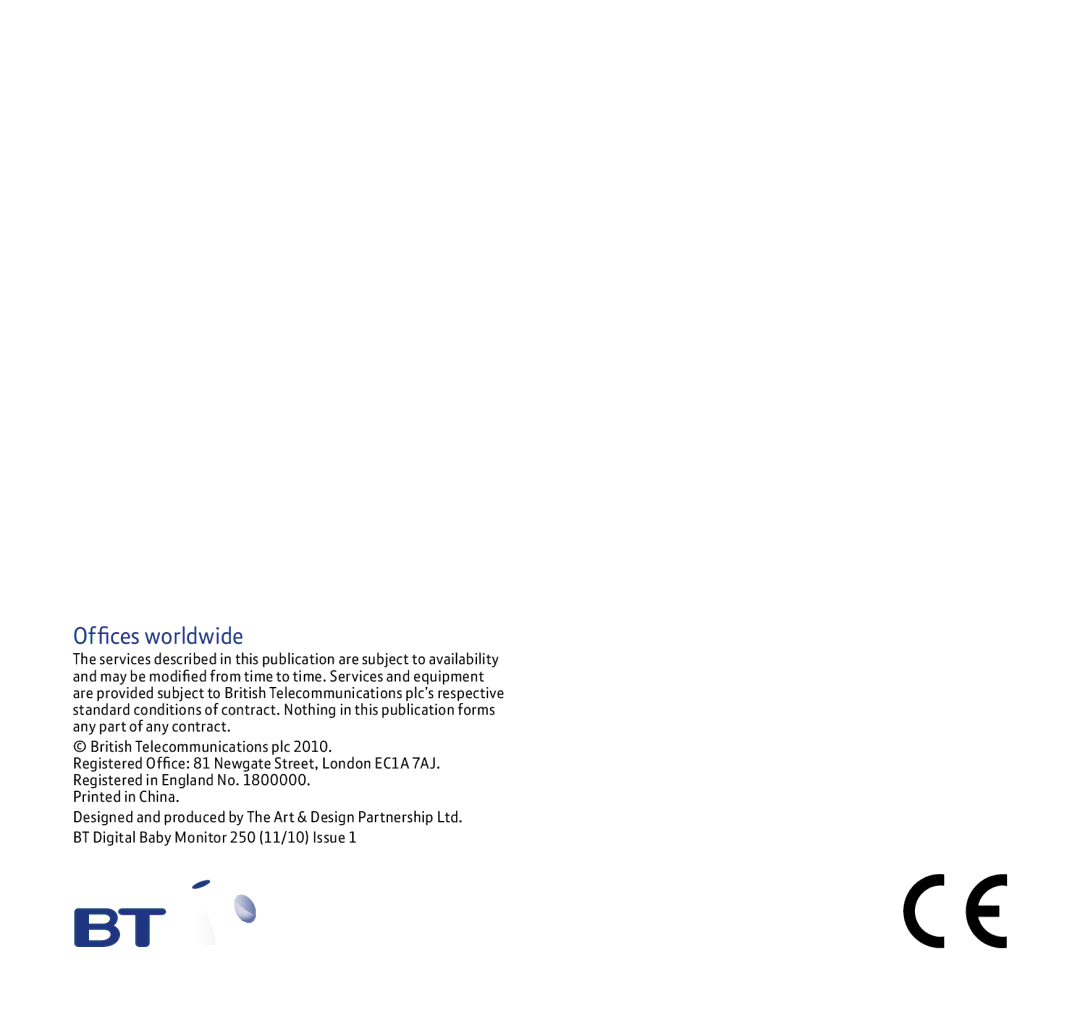 BT 250 manual Ofﬁices worldwide 