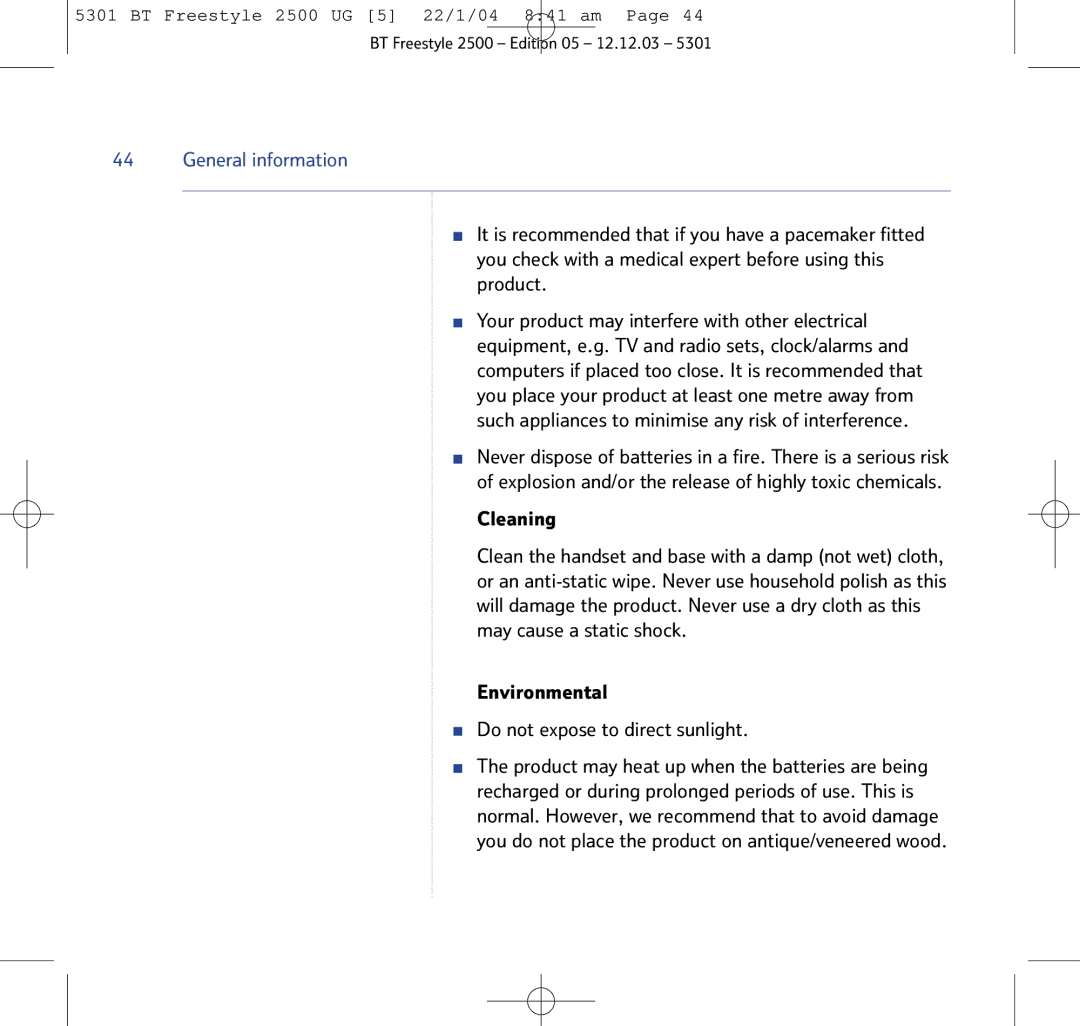 BT 2500 manual General information 