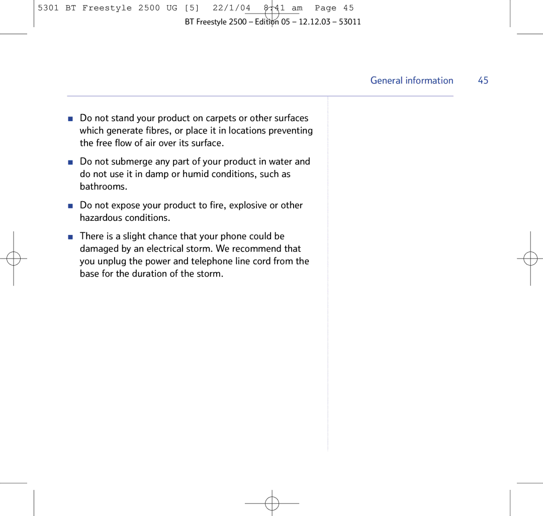 BT 2500 manual General information 