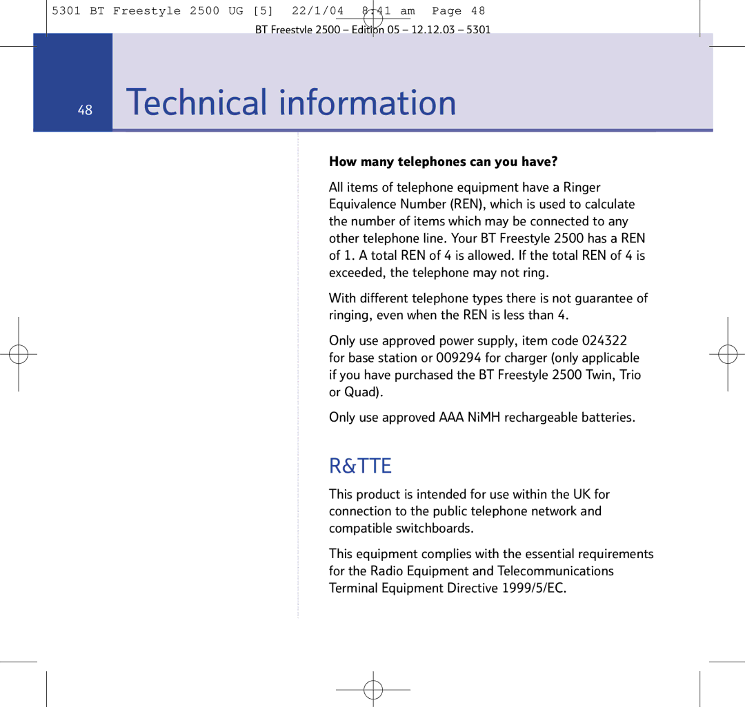 BT 2500 manual Technical information, How many telephones can you have? 