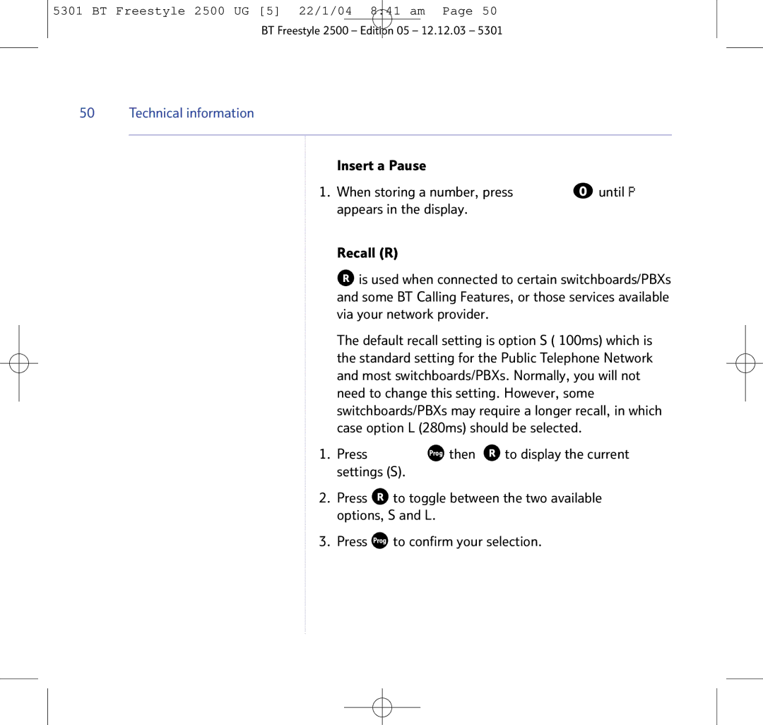 BT 2500 manual Technical information 