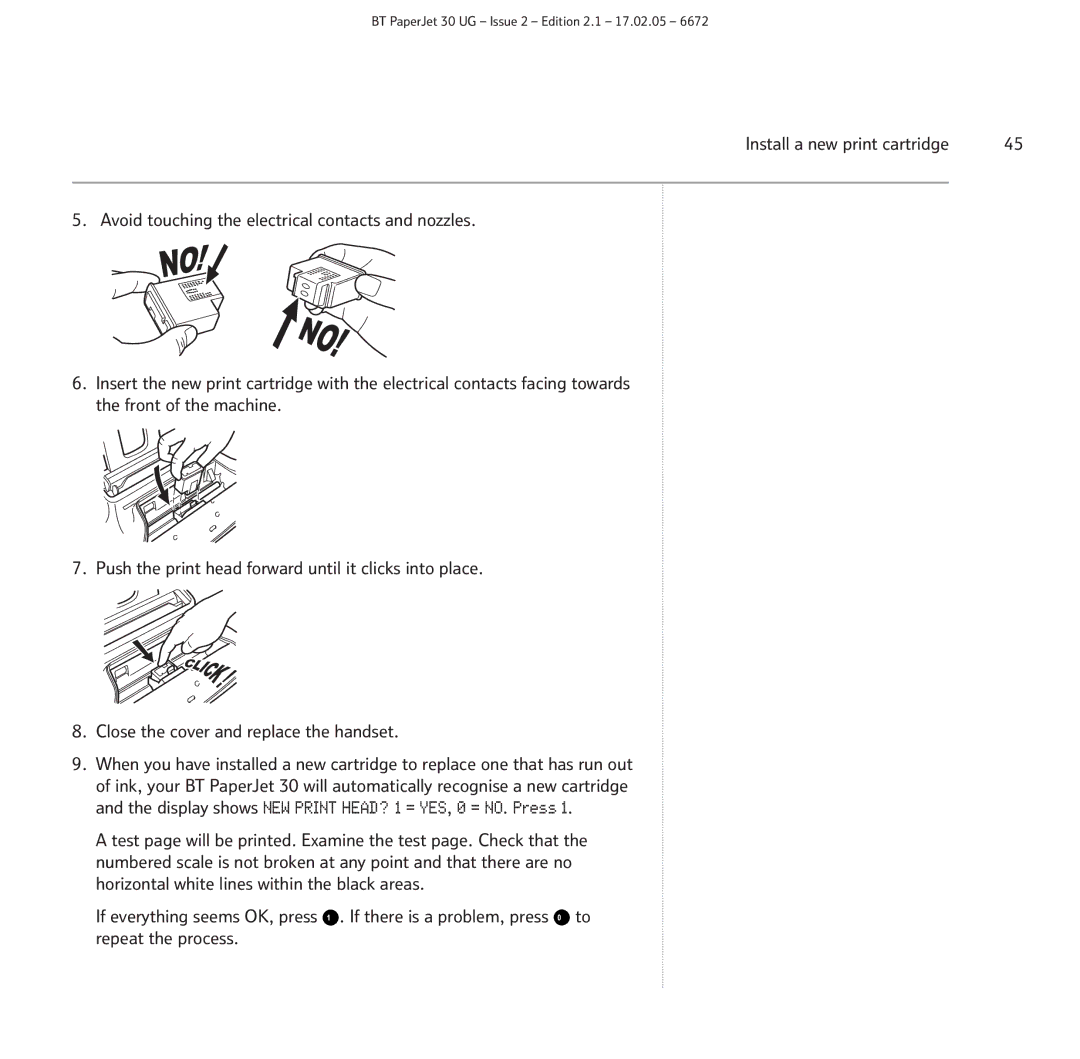 BT 30 manual Install a new print cartridge 