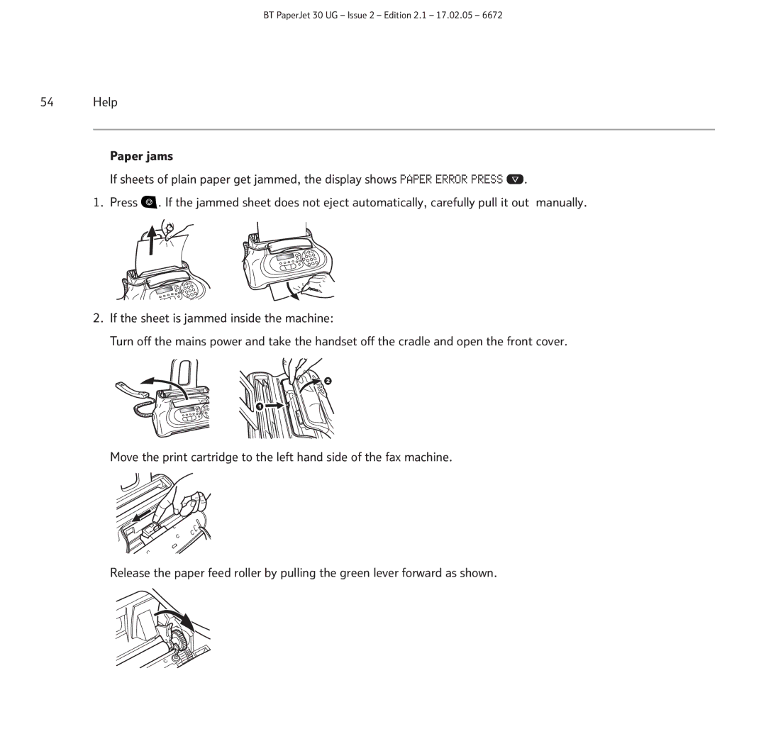 BT manual BT PaperJet 30 UG Issue 2 Edition 2.1 17.02.05 