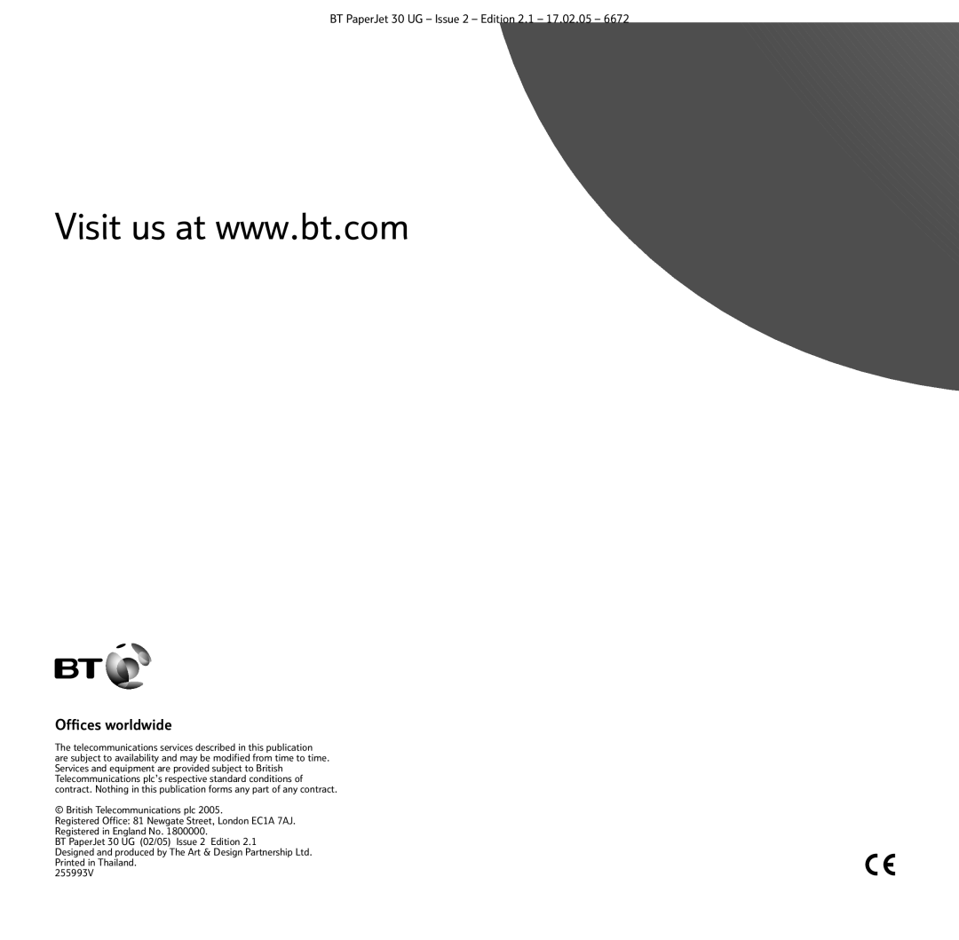 BT 30 manual Ofﬁces worldwide 