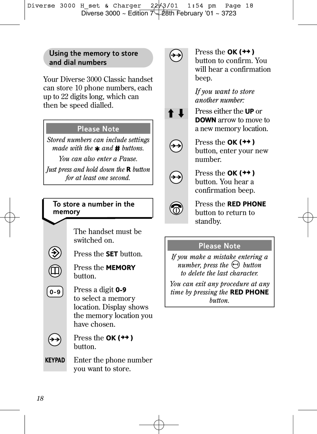 BT 3000 Classic manual Using the memory to store and dial numbers, To store a number in the memory 