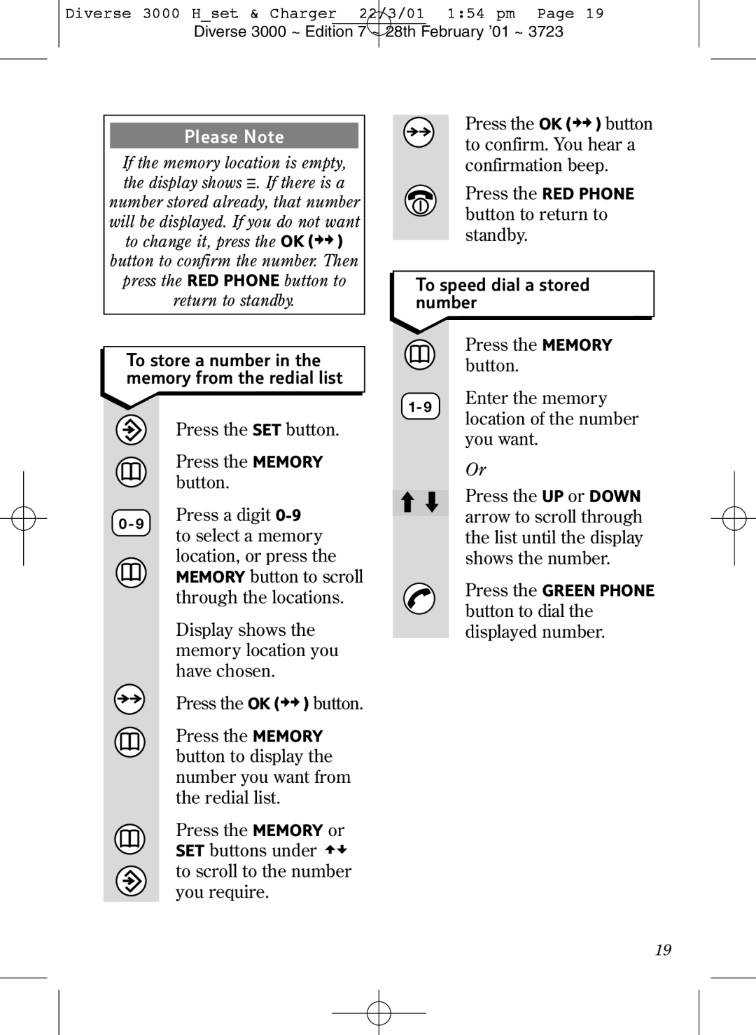 BT 3000 Classic manual To speed dial a stored number 