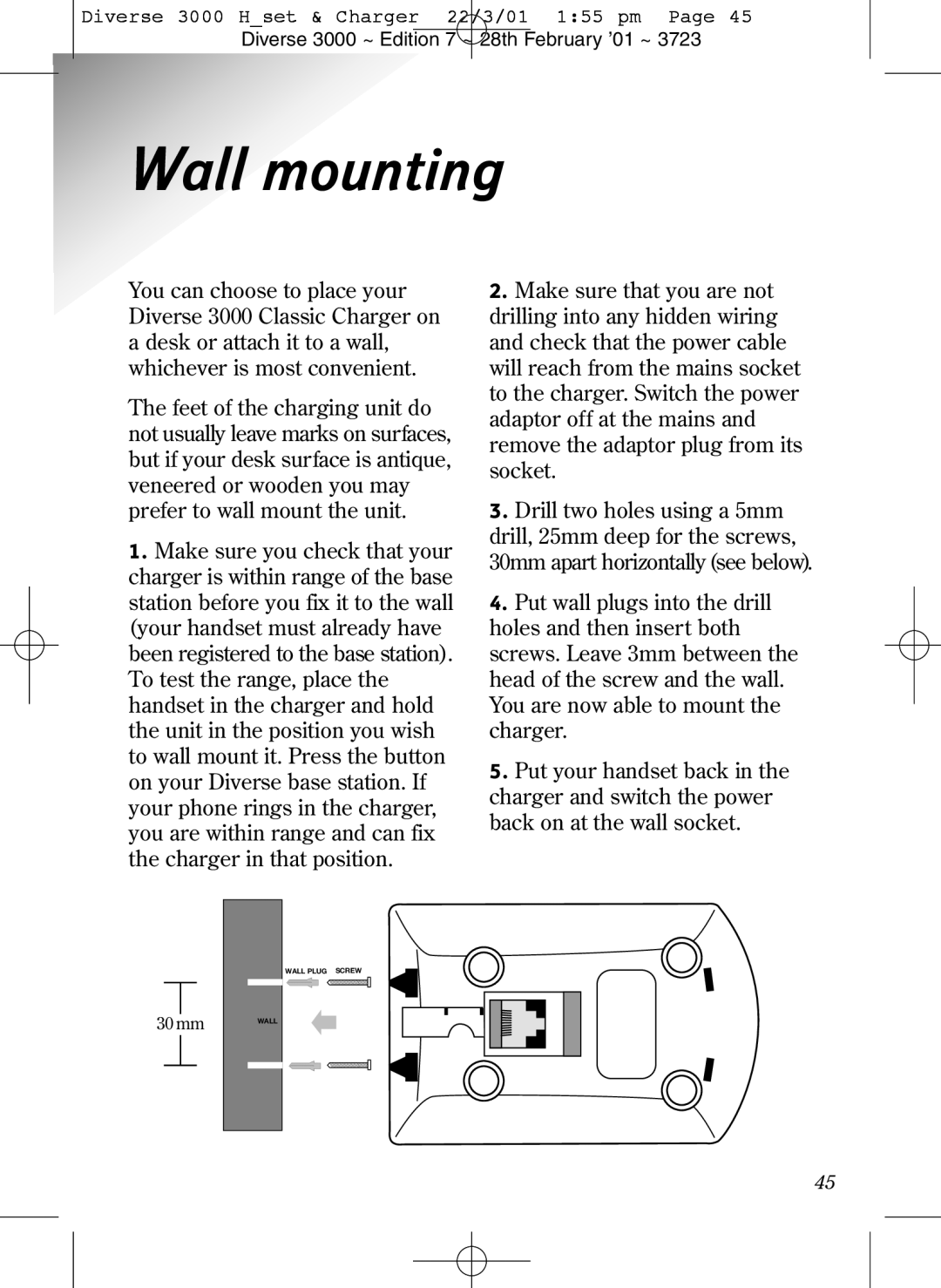 BT 3000 Classic manual Wall mounting 