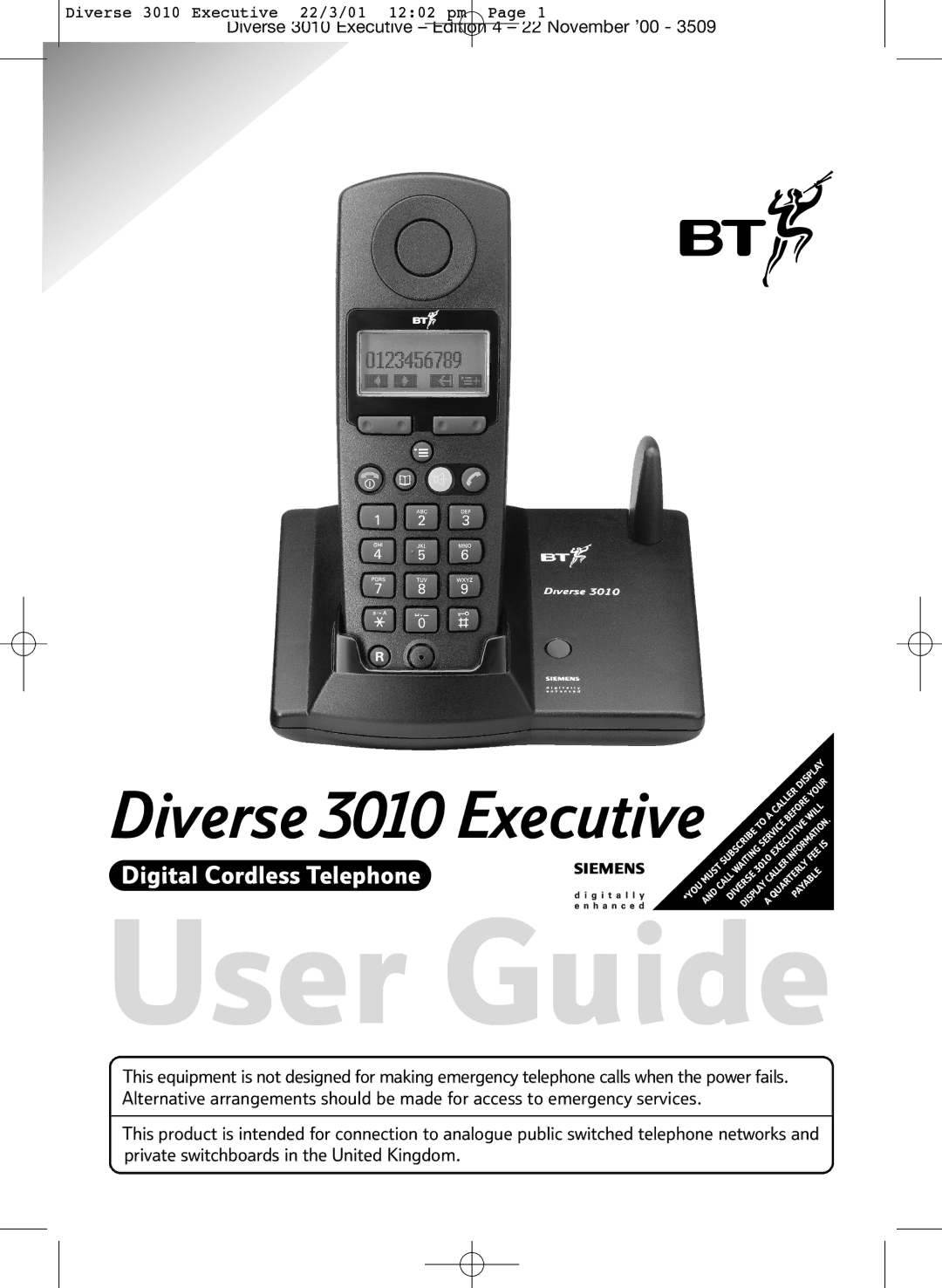 BT 3010 Executive manual User Guide 