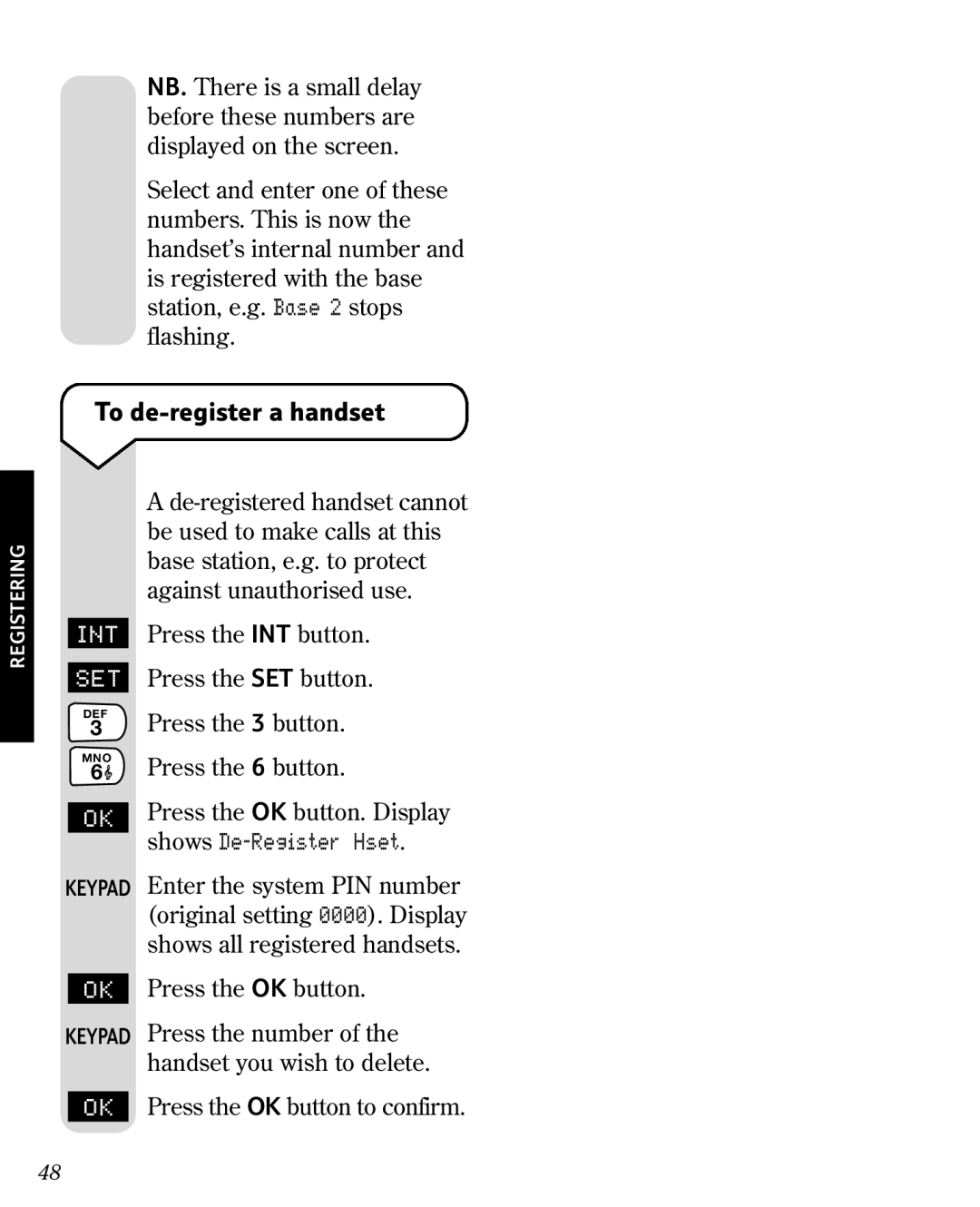 BT 3010 manual To de-register a handset 