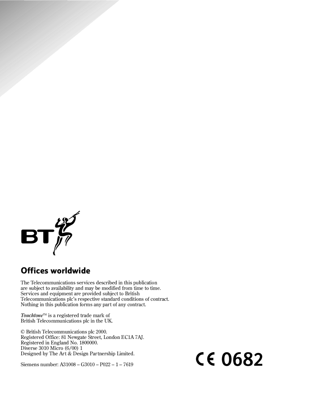 BT 3010 manual Offices worldwide 