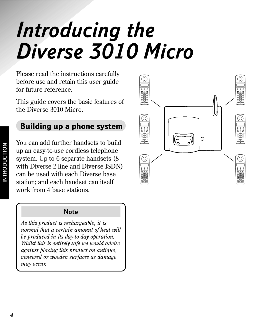 BT manual Introducing the Diverse 3010 Micro, Building up a phone system 