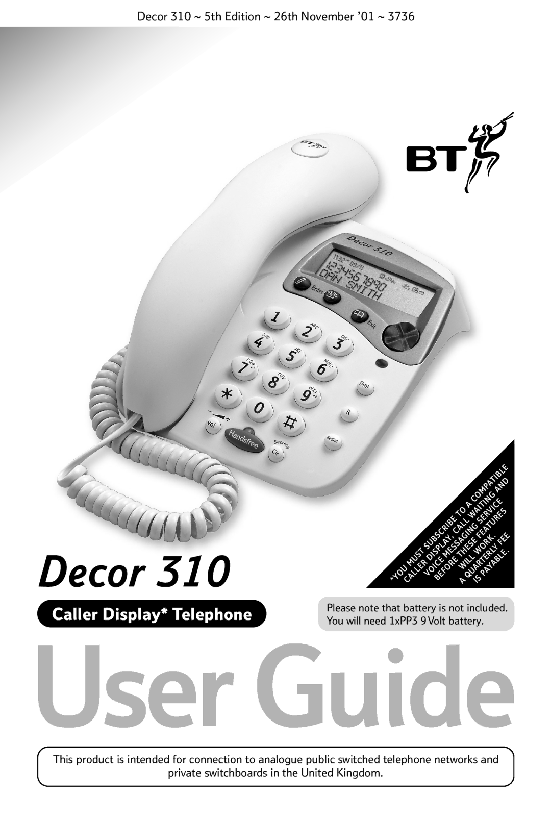 BT 310 manual Decor 