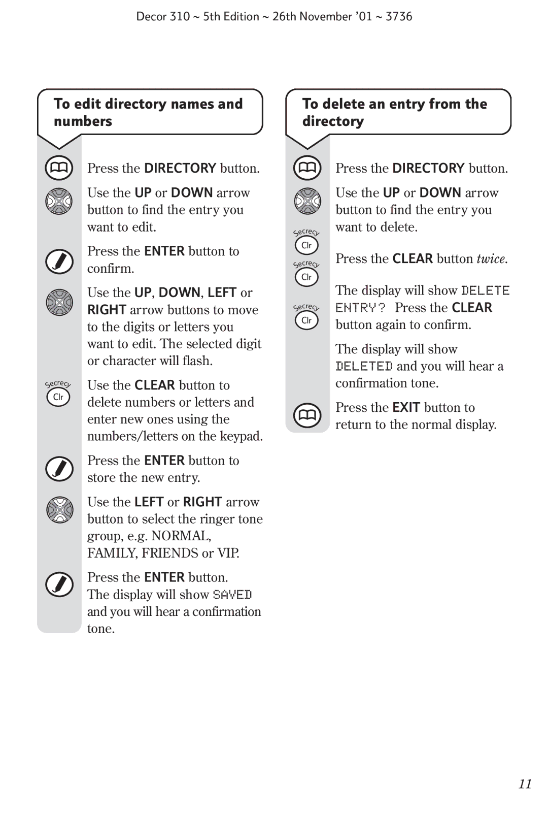 BT 310 manual Clr 