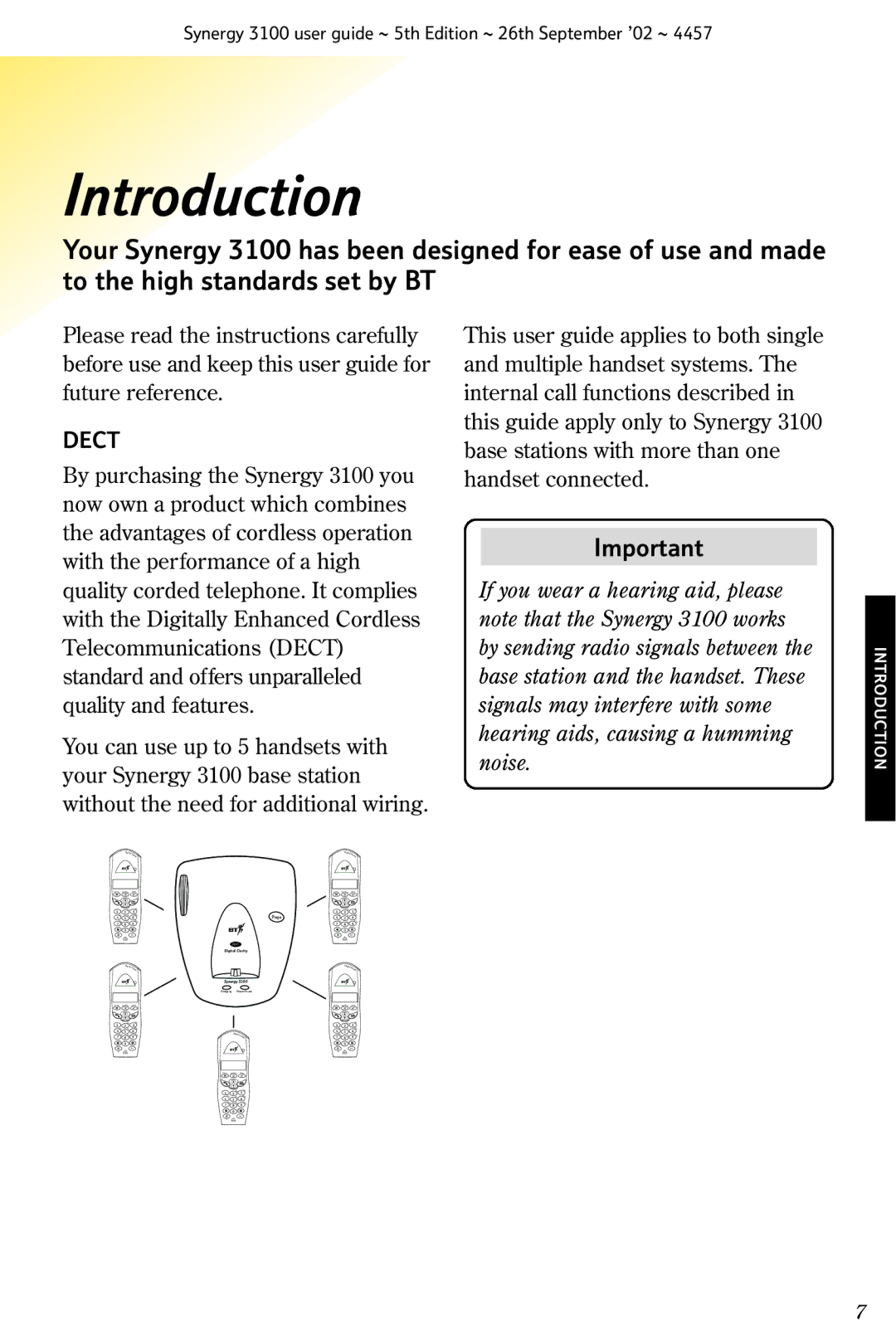 BT 3100 manual Introduction, Dect 