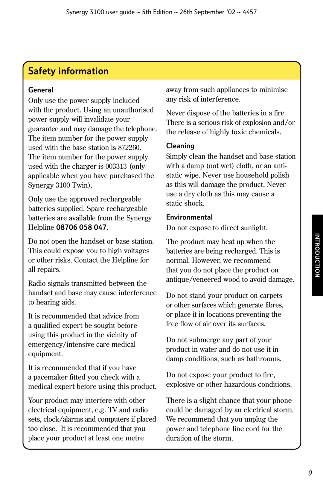 BT 3100 manual Safety information, General 