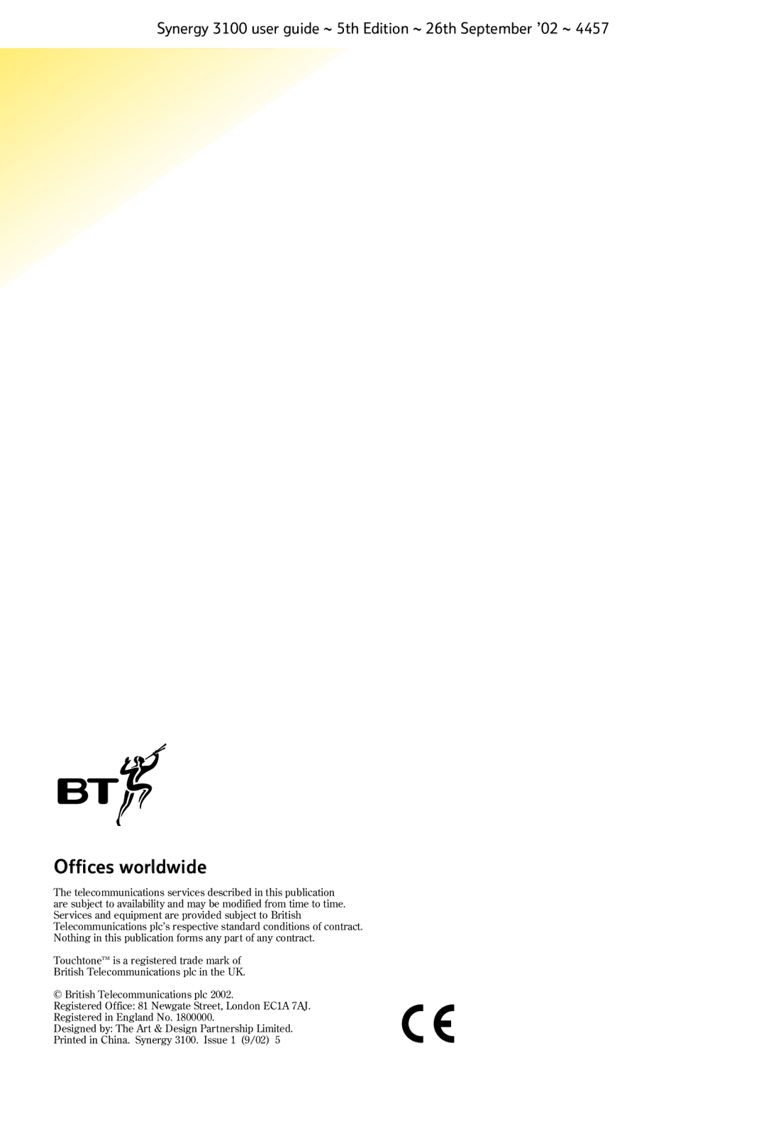 BT 3100 manual Offices worldwide 