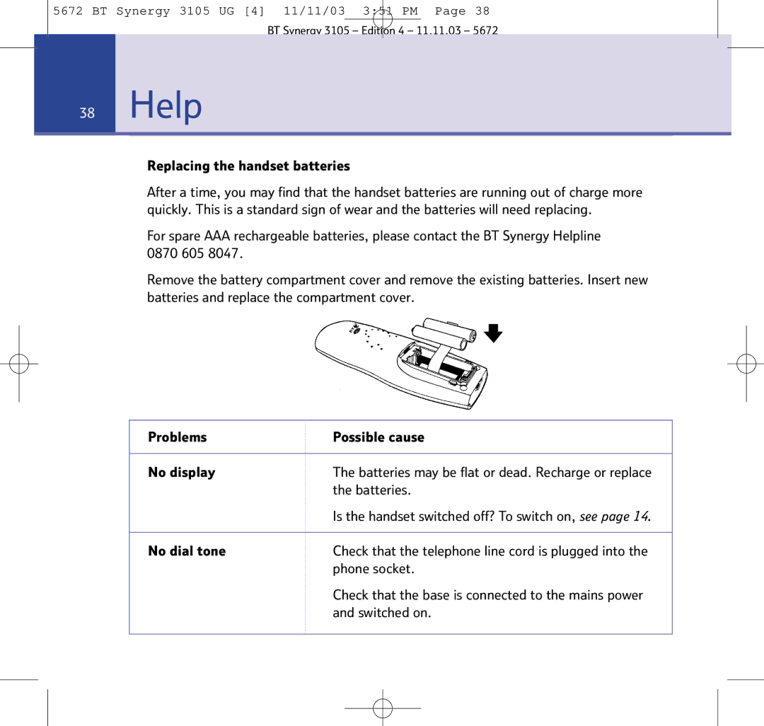 BT 3105 manual Help 