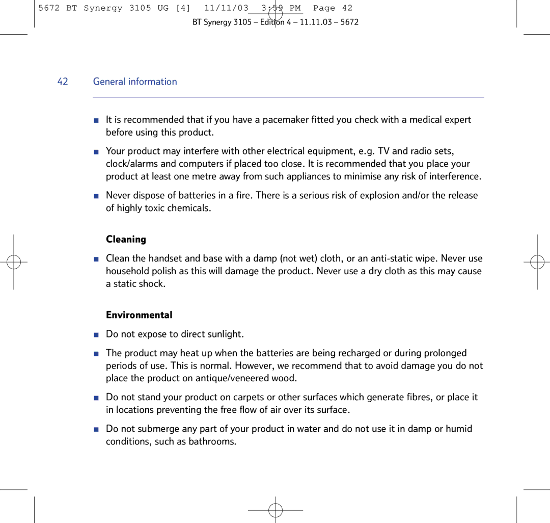 BT 3105 manual General information 