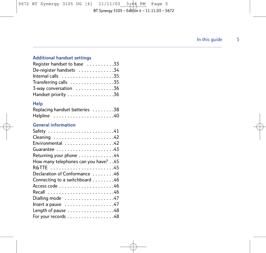 BT 3105 manual Additional handset settings, Replacing handset batteries Helpline, General information 