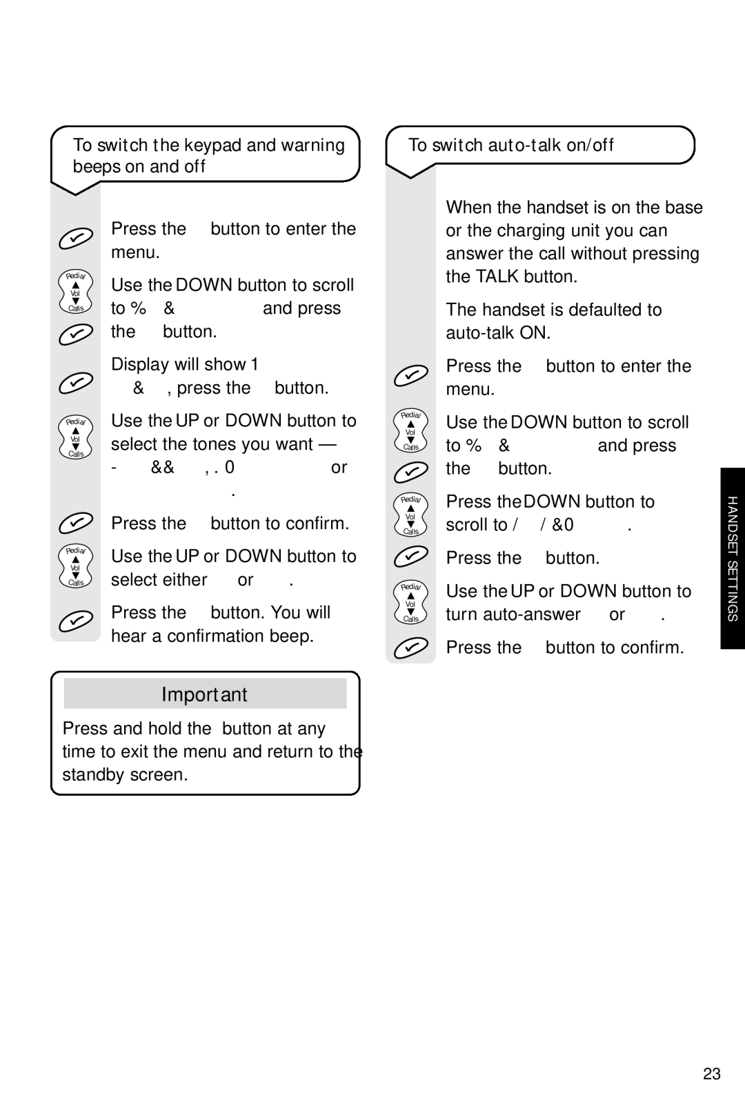 BT 3200 SMS manual To Handset Menu and press, Key Press, Low Battery or, Out of Range 