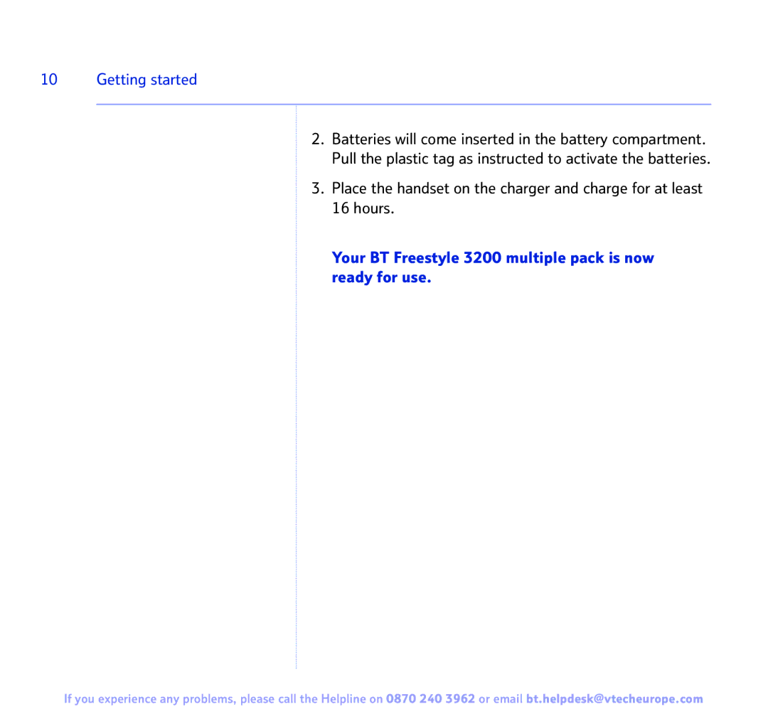 BT manual Your BT Freestyle 3200 multiple pack is now ready for use 