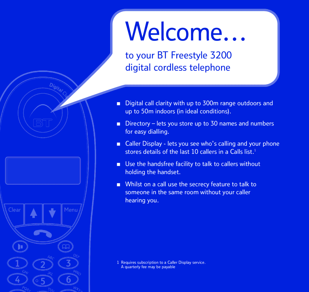 BT 3200 manual Welcome… 