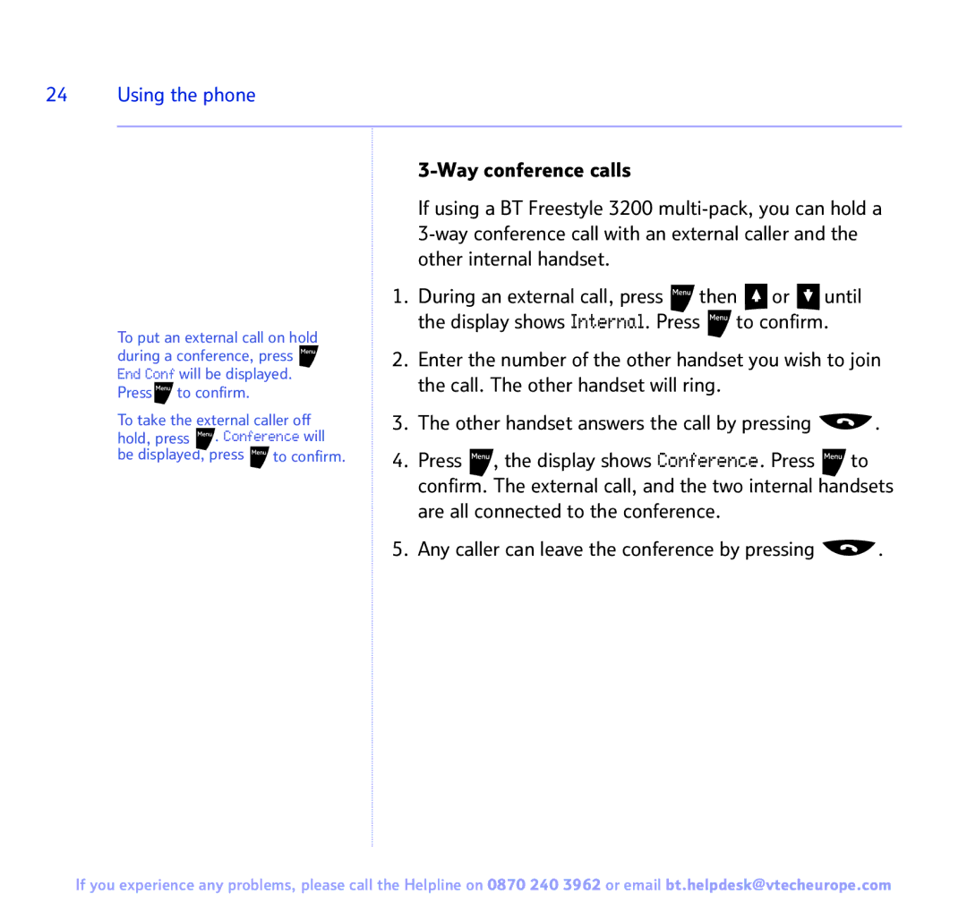 BT 3200 manual Press to confirm 