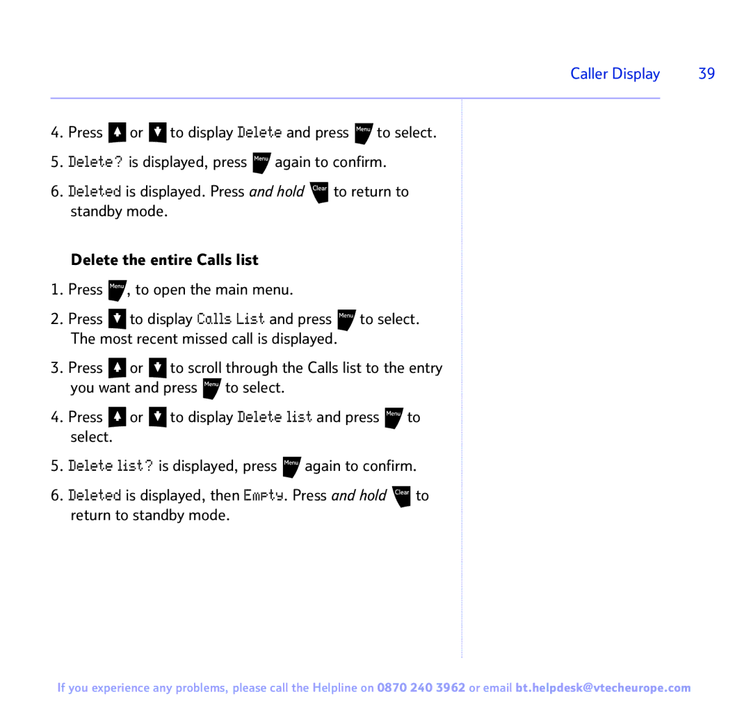 BT 3200 manual Caller Display 