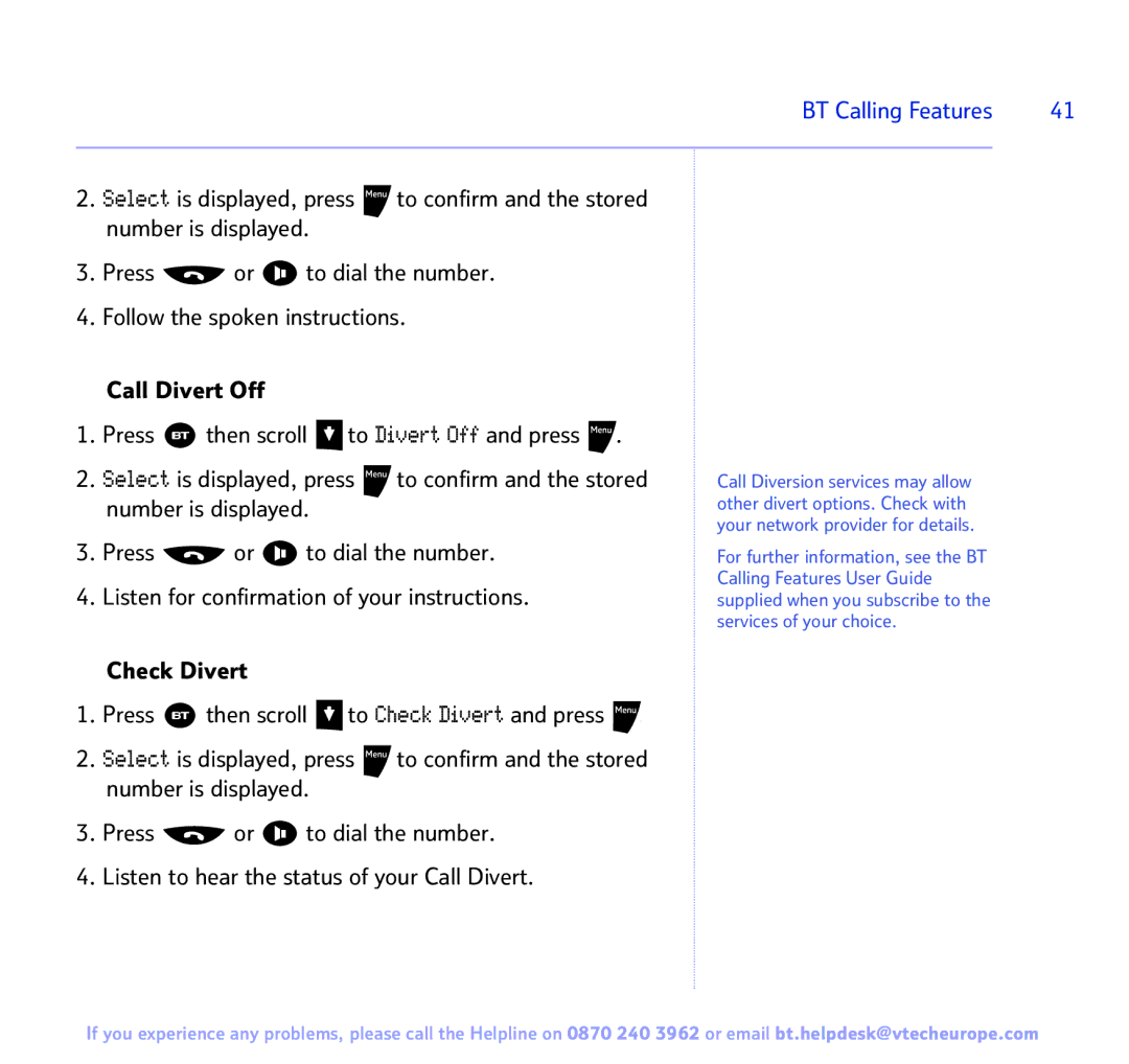 BT 3200 manual BT Calling Features 