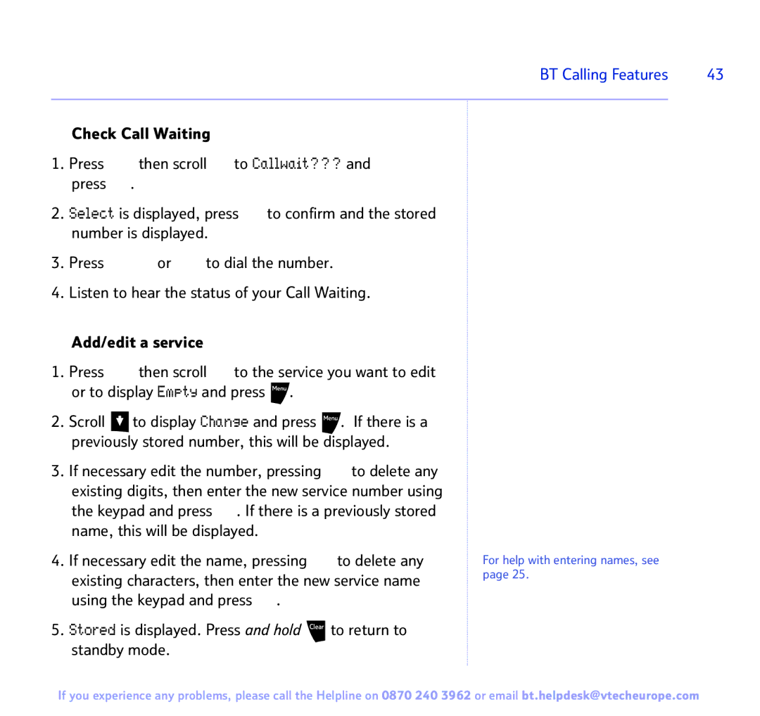 BT 3200 manual For help with entering names, see 