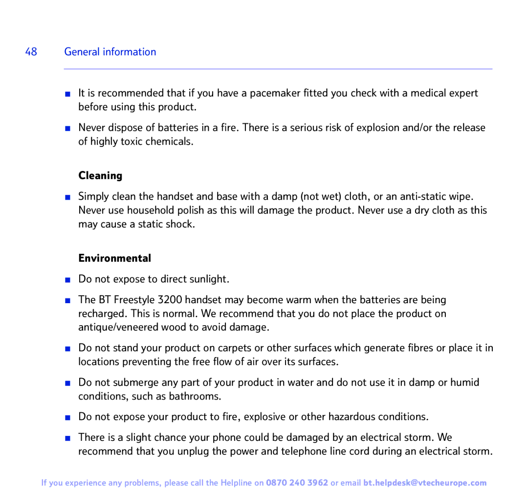 BT 3200 manual General information 