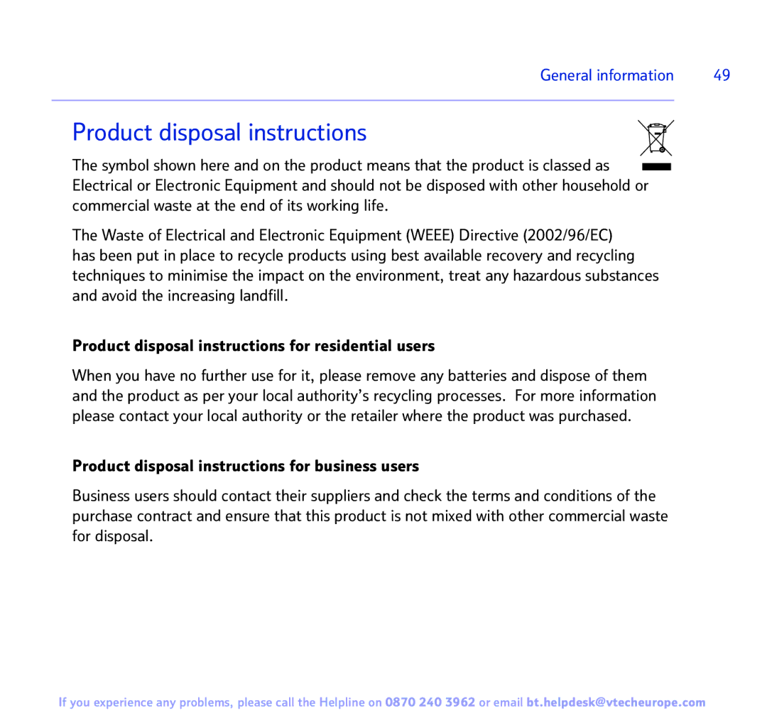 BT 3200 manual Product disposal instructions 