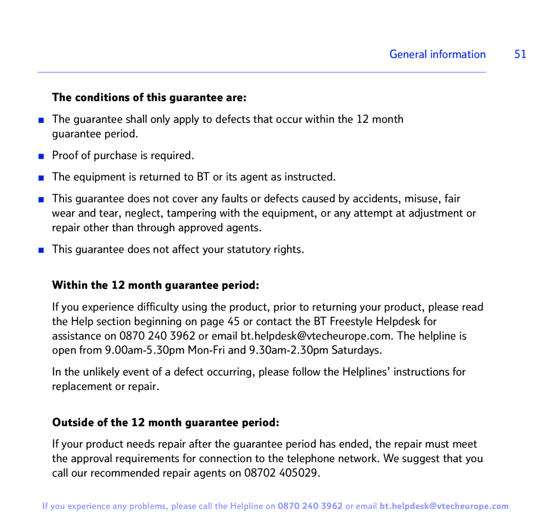 BT 3200 manual General information 