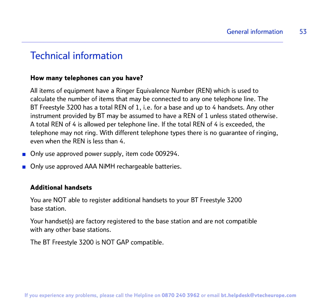 BT 3200 manual Technical information, How many telephones can you have? 