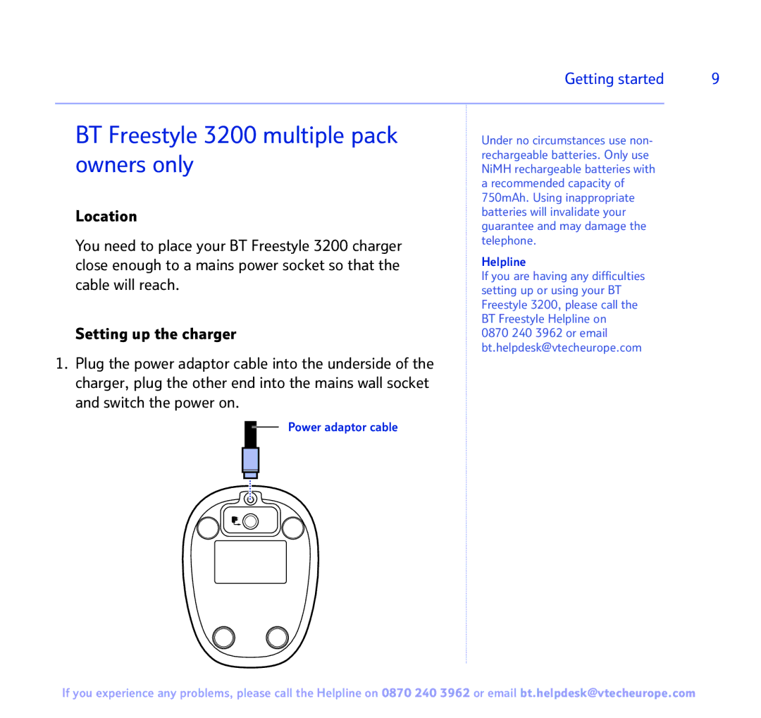 BT manual BT Freestyle 3200 multiple pack owners only, Helpline 