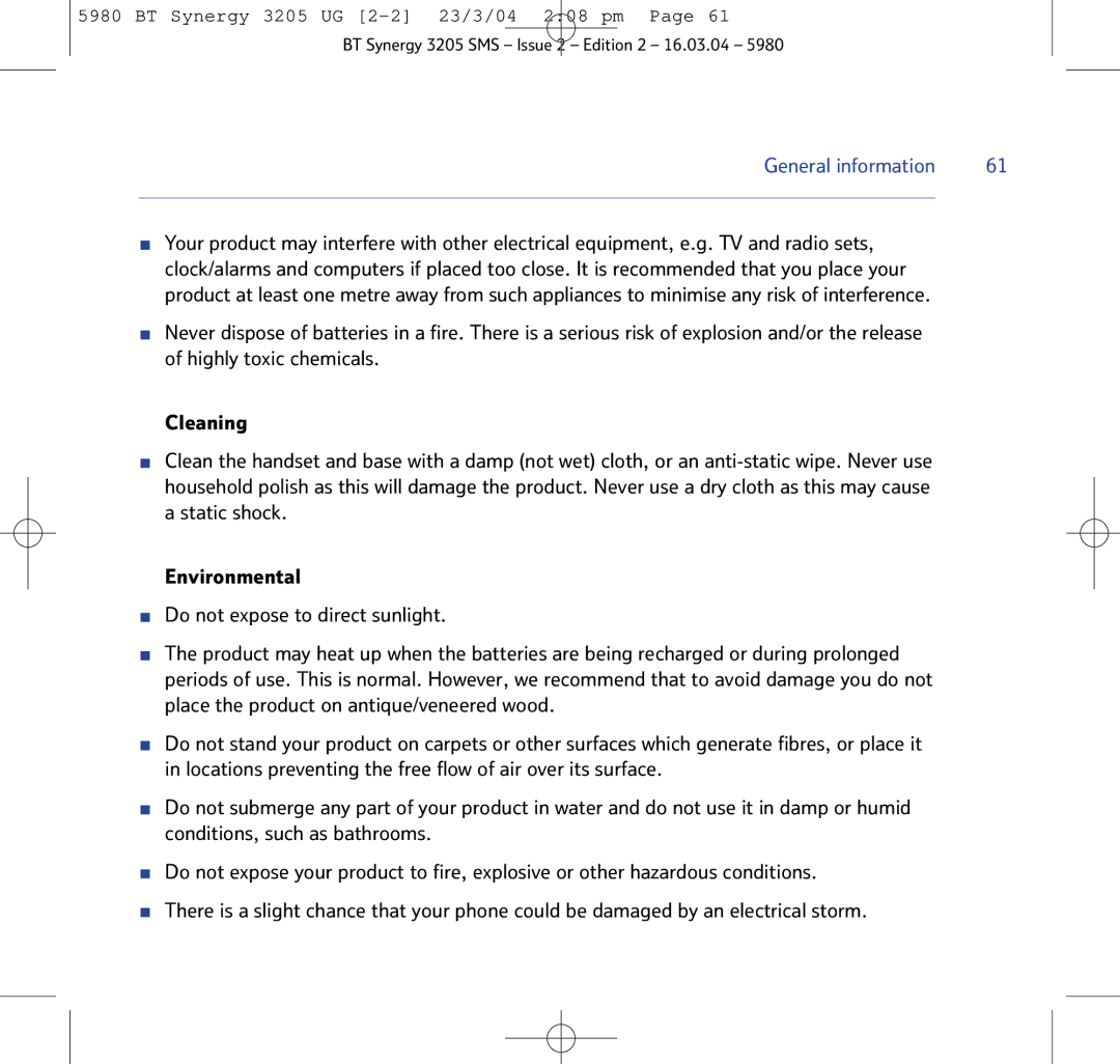 BT 3205 manual General information 