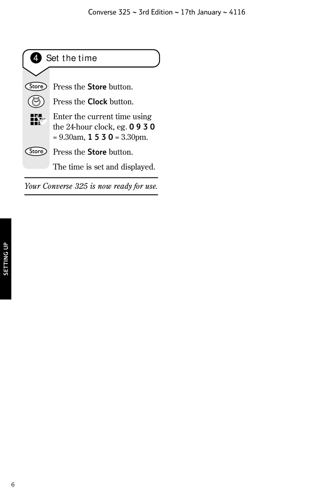 BT 325 manual Set the time 