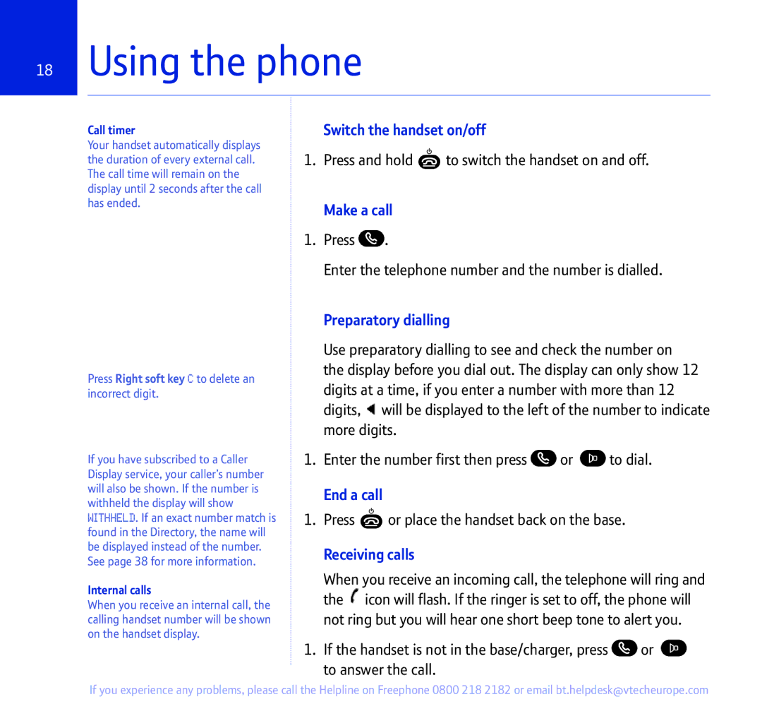 BT 335 manual Using the phone 