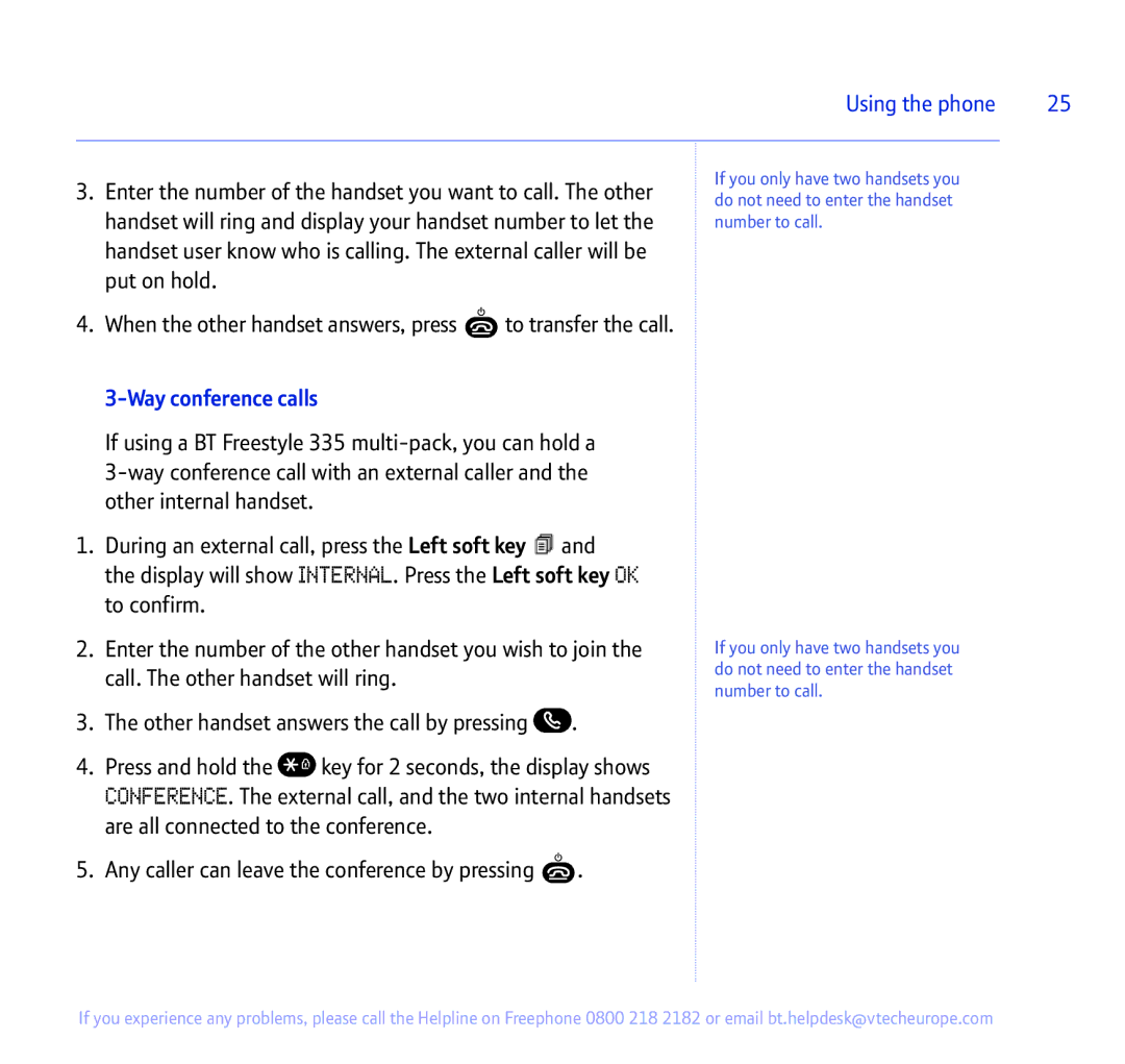 BT 335 manual Way conference calls 