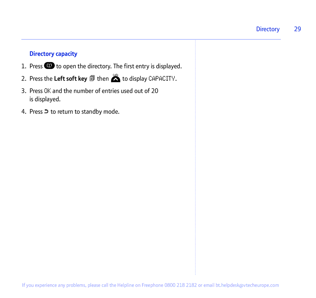 BT 335 manual Directory capacity 